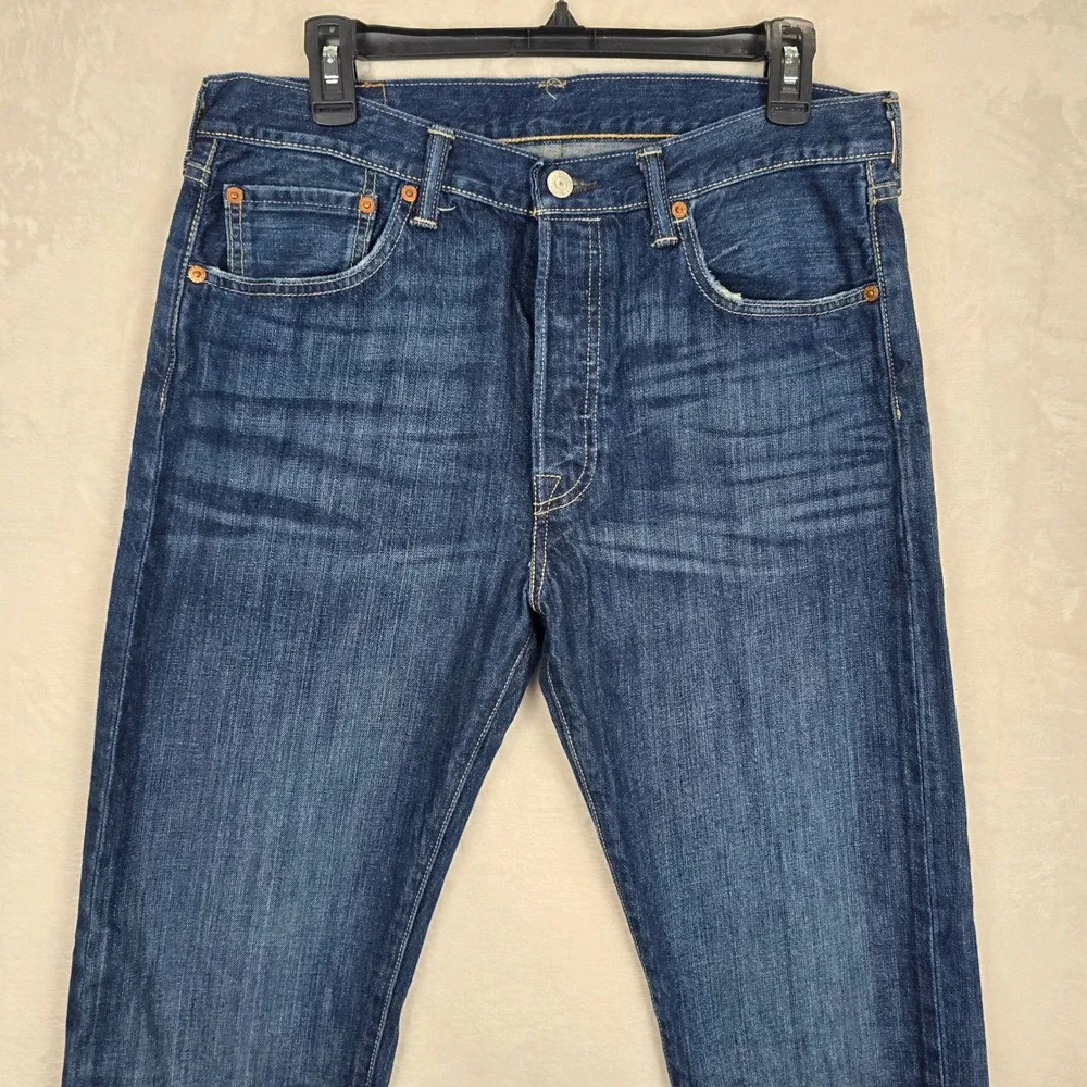 Levis 501 Original Fit Jeans Mens 33x32 Dark Wash Straight Leg Indigo 00501-1629